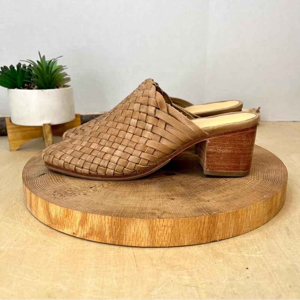 NWOB Nisolo All-Day Woven Heeled Mules Tan Leather Size 6.5 - Picture 6 of 15